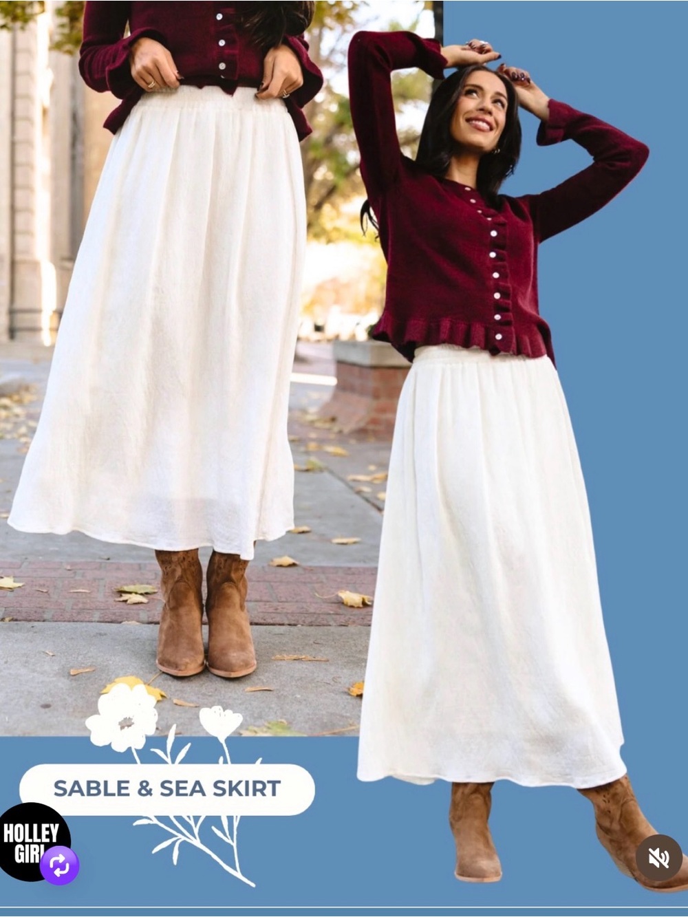 Holley Girl Cream Linen Blend Maxi Skirt Medium